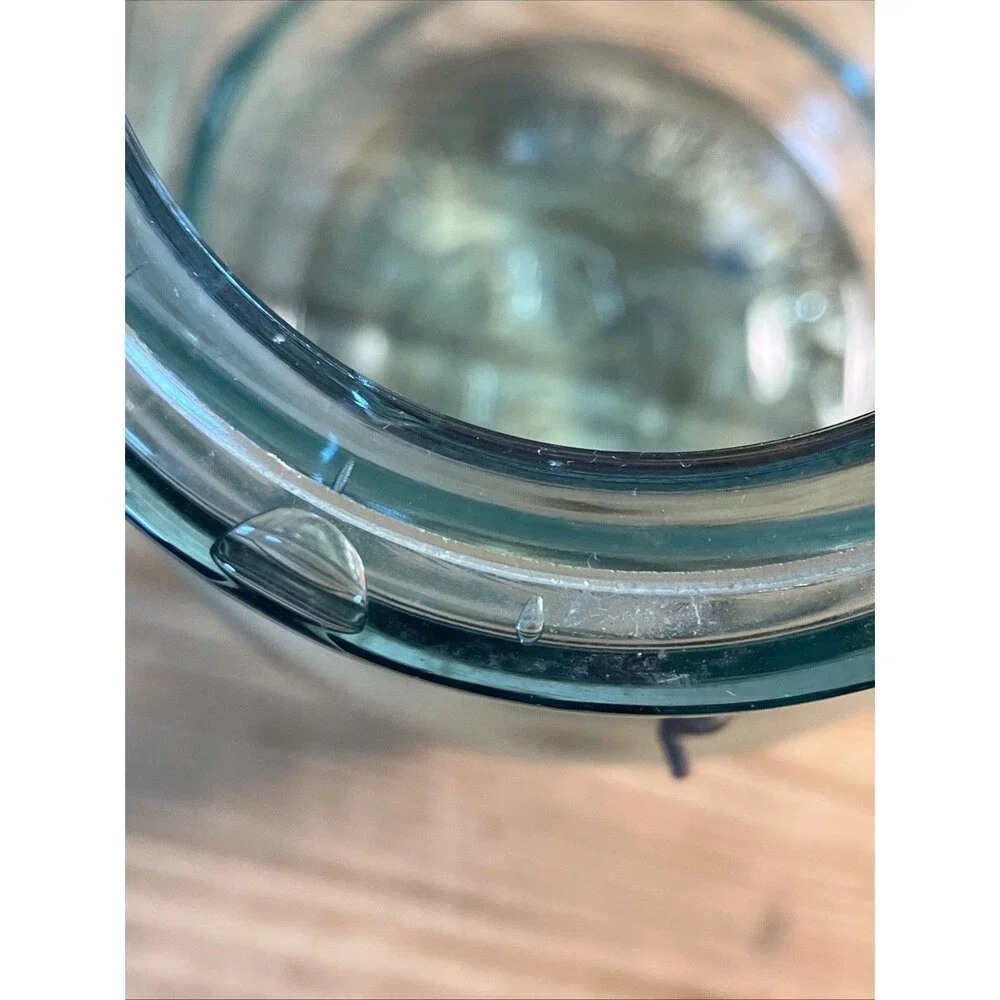 Pair of Vintage QT Atlas E-Z Seal Aqua Glass Canning Jars/Wire Bail